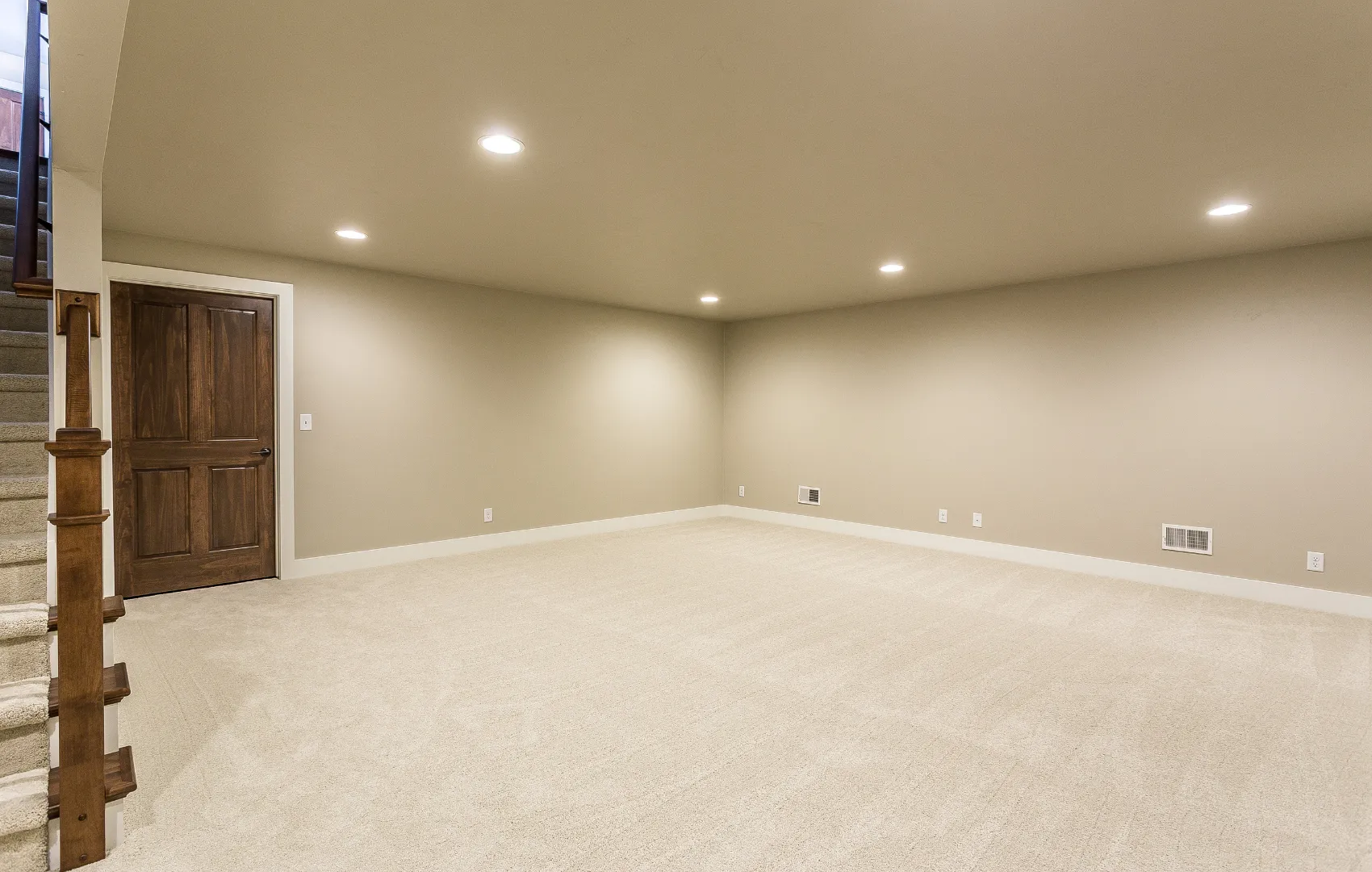 finished basement with new carpeting